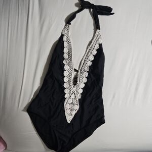 Kona Sol Black and White One Piece Sexy Swimsuit